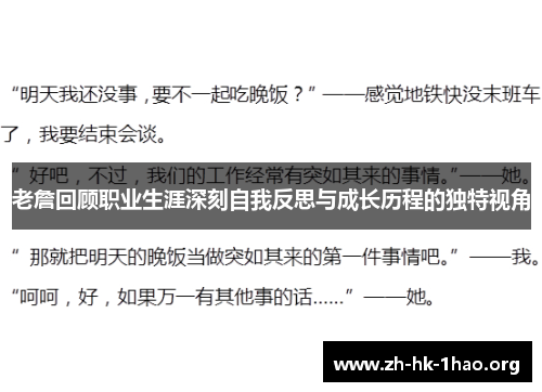 老詹回顾职业生涯深刻自我反思与成长历程的独特视角