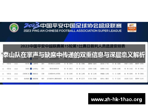 泰山队在掌声与缺席中传递的双重信息与深层意义解析