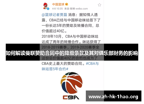 如何解读曼联赞助合同中的降级条款及其对俱乐部财务的影响