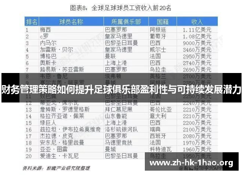 财务管理策略如何提升足球俱乐部盈利性与可持续发展潜力
